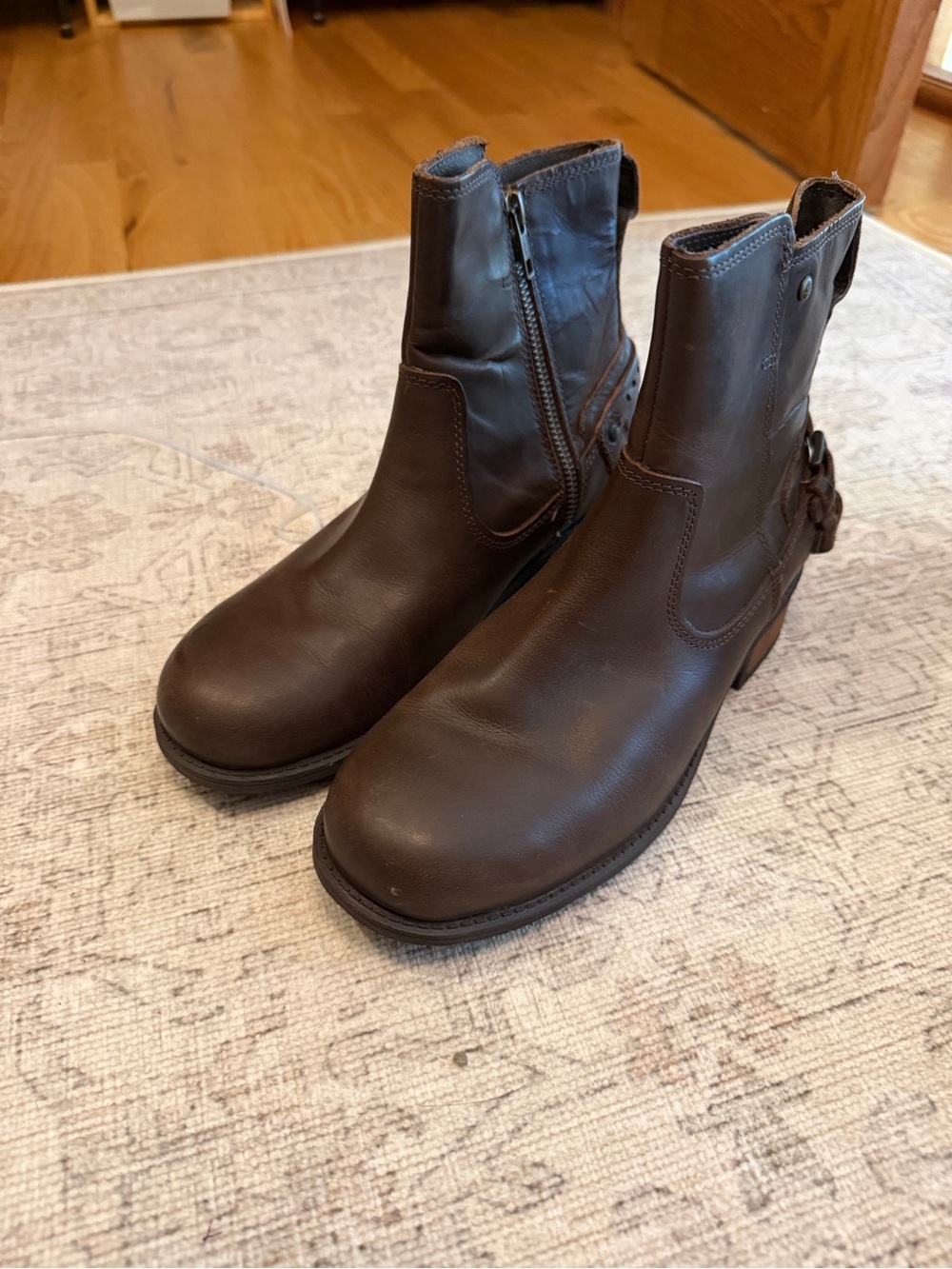 UGG Orion Brown Leather Ankle Boots